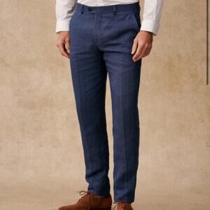 Octobre Men’s Sz XL Kale Linen Pants Trousers New NWT in Chevron Blue